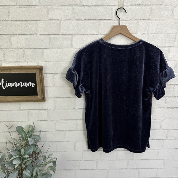 OLD NAVY Blue Sparkle Velvet Ruffle Sleeve Top - Picture 8 of 9